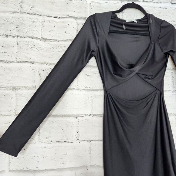 Attirance Long Sleeve Cut Out Mini Dress Twist Front Womens Medium LBD - Picture 5 of 8